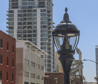 A view of a street lamp